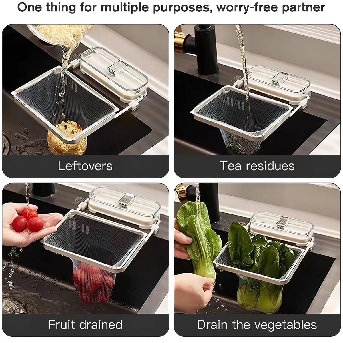 Mounted Kitchen Drainer Rack with Filter Bag